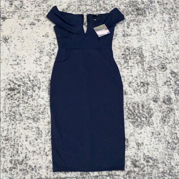 Misguided midi navy midi dress size 4 NWT boho - Picture 1 of 10